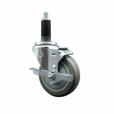 4'' SS Gray Poly Swivel 1-1/8'' Expanding Stem Caster With Brake